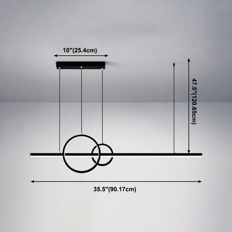 3-Light Geometric Island Light Fixture Modernism Metal Island Pendant Lights in Black