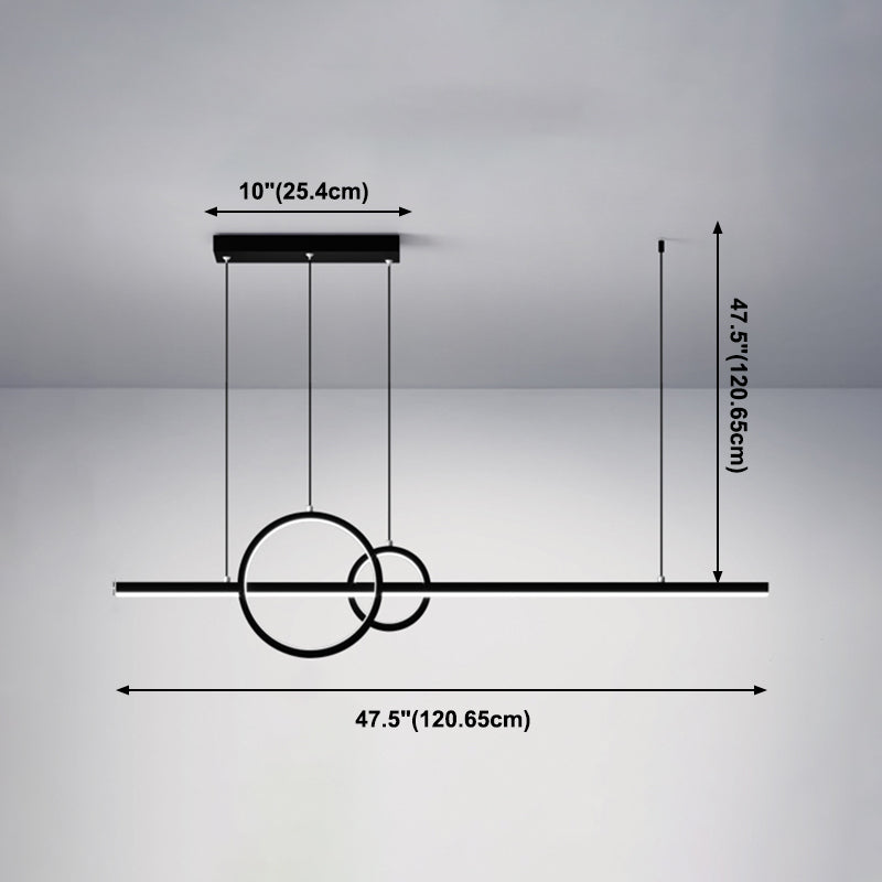 3-Light Geometric Island Light Fixture Modernism Metal Island Pendant Lights in Black