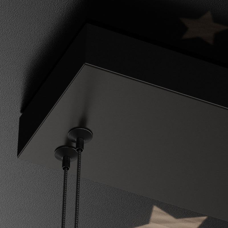 5-Light Geometric Island Light Fixtures Modernism Metal Island Pendant Lights in Black