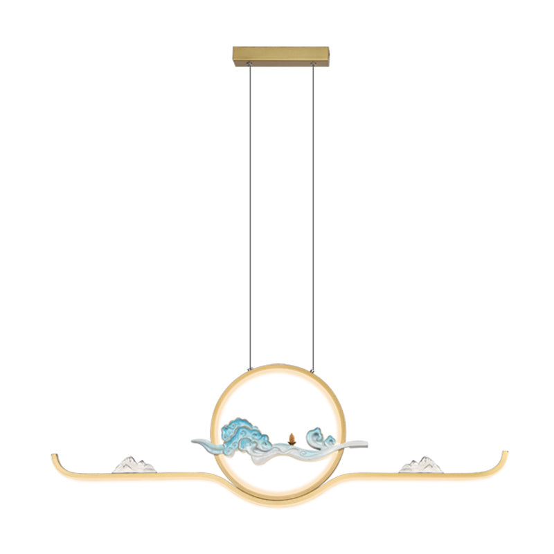 Luz de colgante lineal accesorios de té contemporáneos metal de metal de la isla de 2 luces