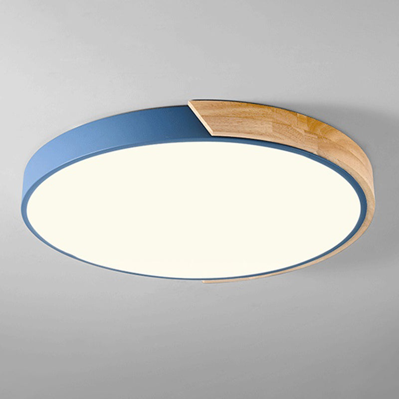 Round Shape LED Ceiling Lamp Macaroon Modern Iron 1 Light Flush Mount for Study Bedroom