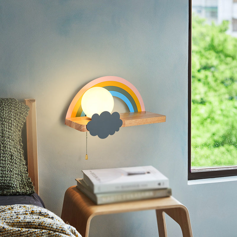 1-Licht-Glaswandbeleuchtung Kinderstil Ballform Wandmontage Leuchte in Weiß