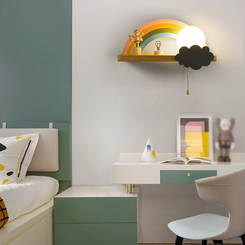 1-Licht-Glaswandbeleuchtung Kinderstil Ballform Wandmontage Leuchte in Weiß