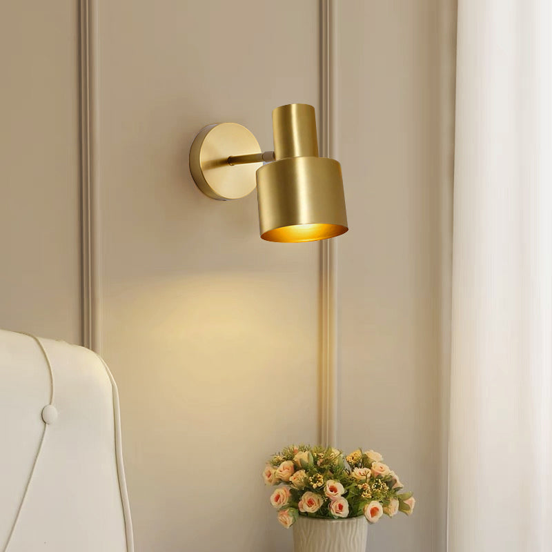 Moderne Stilzylinderwand montiertes Metallmetall 1 Lichtwandmontierte Beleuchtung in Gold
