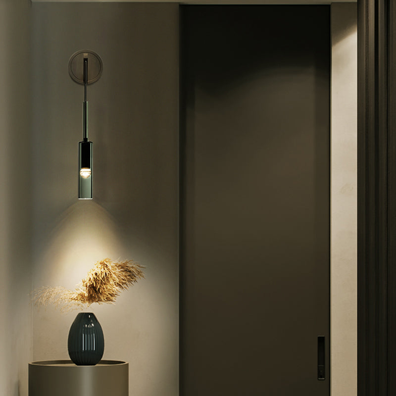 Halbzylinderform Wandleuchte moderne 1-Licht-Kristallwandmontage Leuchte in Schwarz