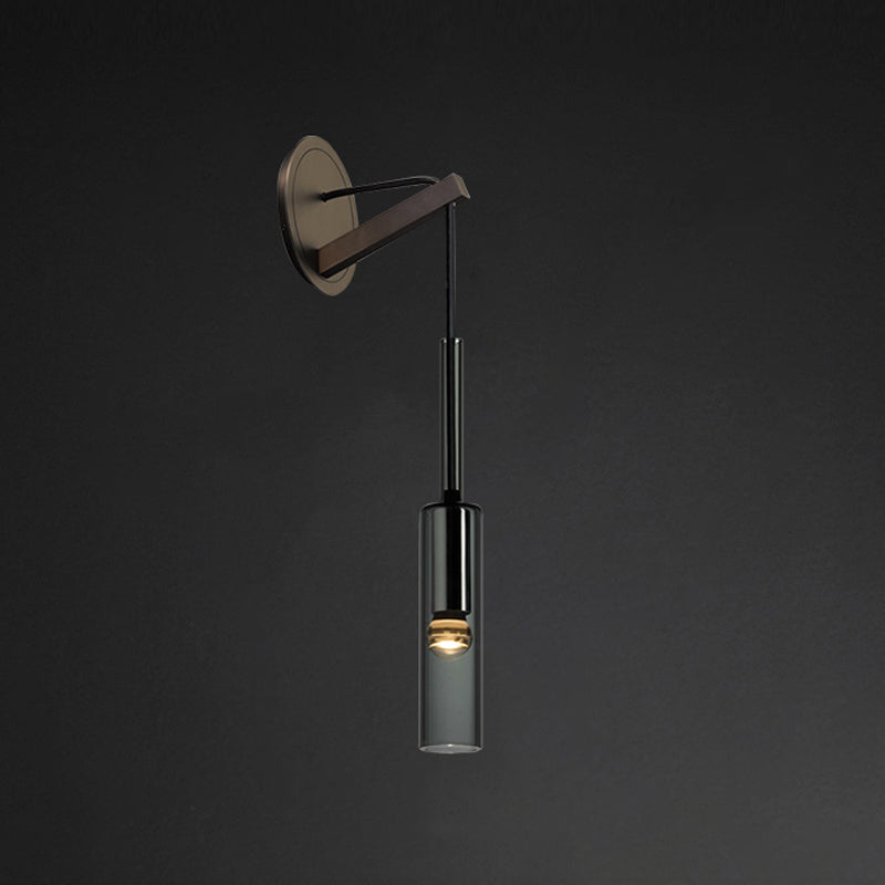 Halbzylinderform Wandleuchte moderne 1-Licht-Kristallwandmontage Leuchte in Schwarz