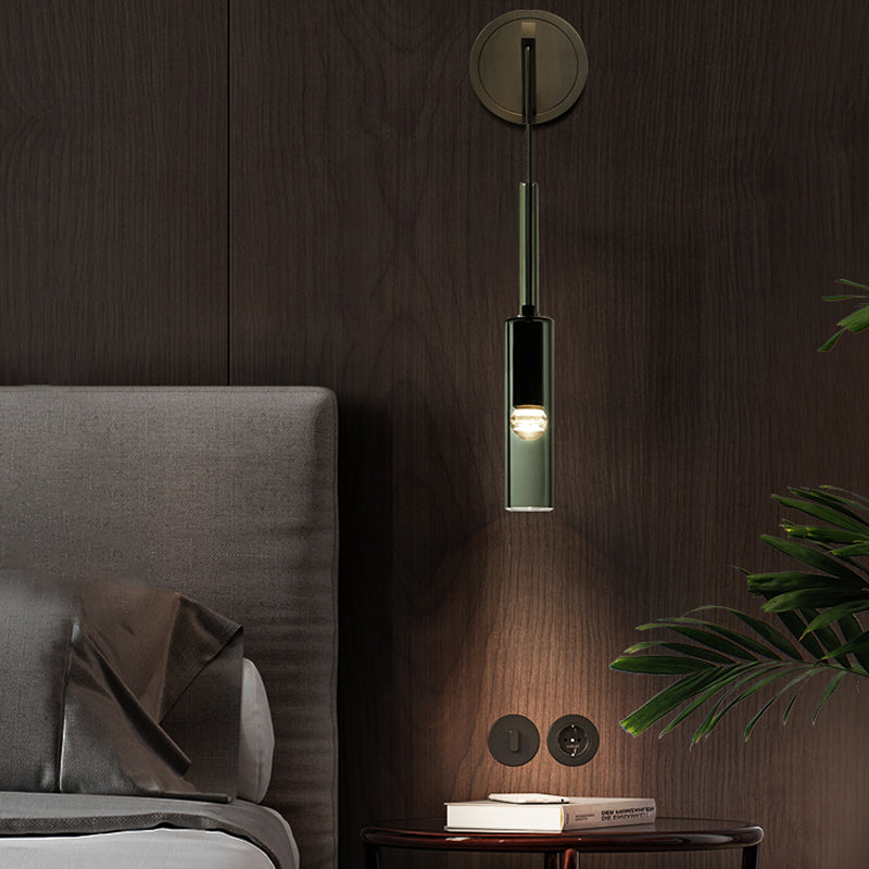 Halbzylinderform Wandleuchte moderne 1-Licht-Kristallwandmontage Leuchte in Schwarz