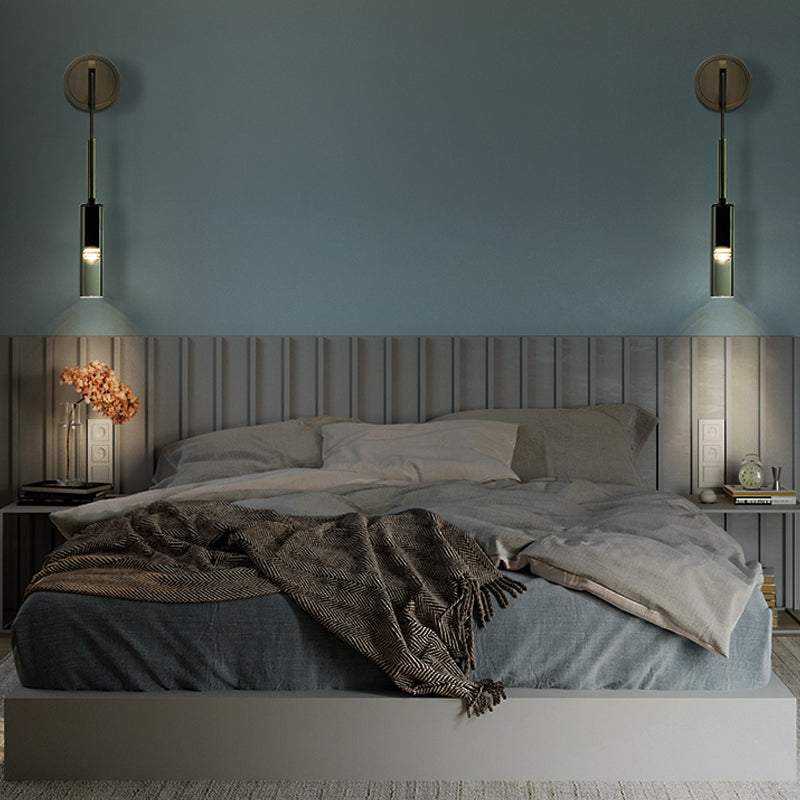 Halbzylinderform Wandleuchte moderne 1-Licht-Kristallwandmontage Leuchte in Schwarz