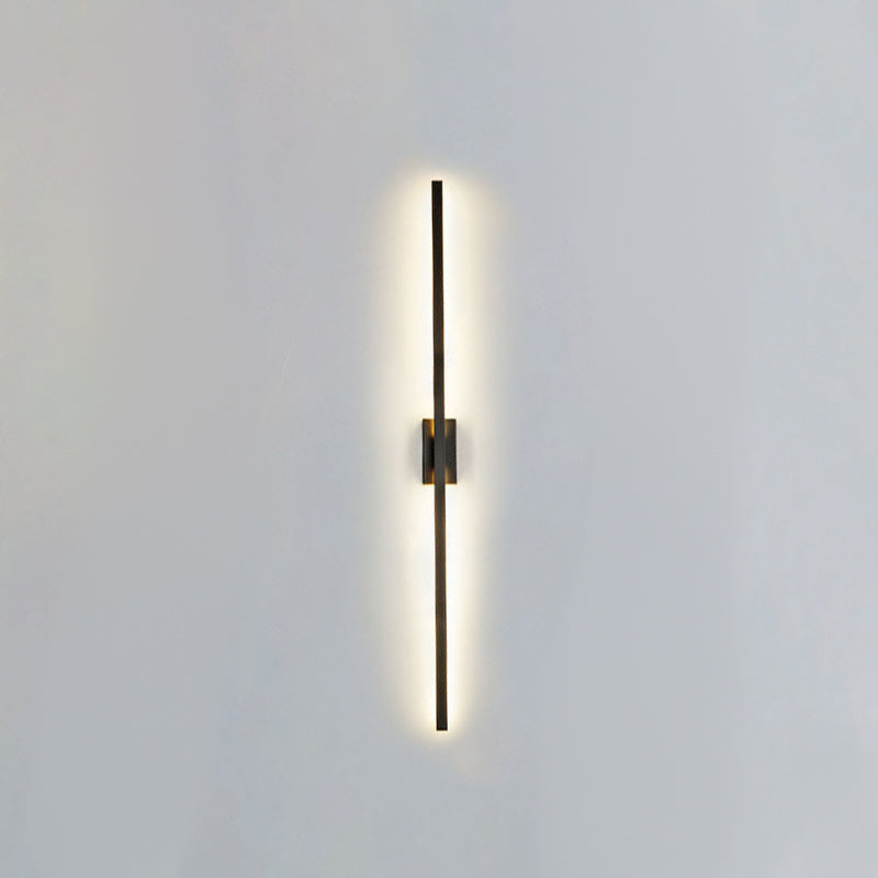 2-Lights Metal Wall Light Modern Style Linear Shape Wall Mount Light Fixture in Black