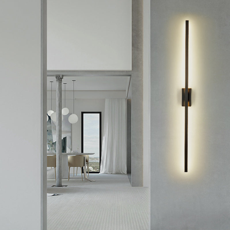 2-Lights Metal Wall Light Modern Style Linear Shape Wall Mount Light Fixture in Black
