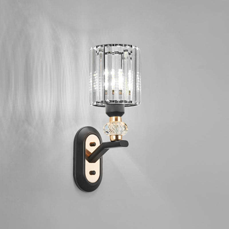 1-Light Wall Sconce Modern Style Crystal Half Cylinder Shape Wall Mount Light Fixture
