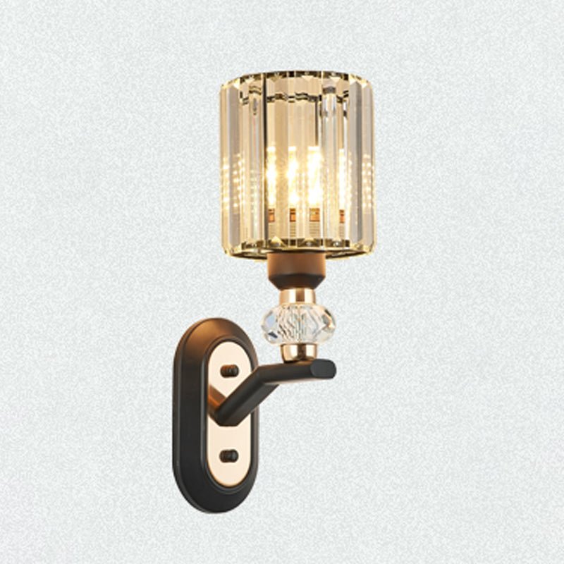 1-Light Wall Sconce Modern Style Crystal Half Cylinder Shape Wall Mount Light Fixture