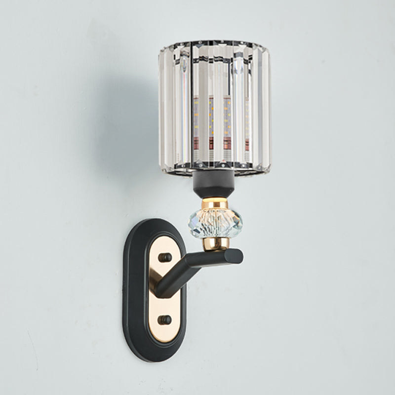 1-Light Wall Sconce Modern Style Crystal Half Cylinder Shape Wall Mount Light Fixture