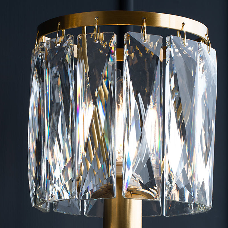 Multi -Lichter Wandleuchten moderner Stil Halbzylinderform Kristallwandhalterung in Messing