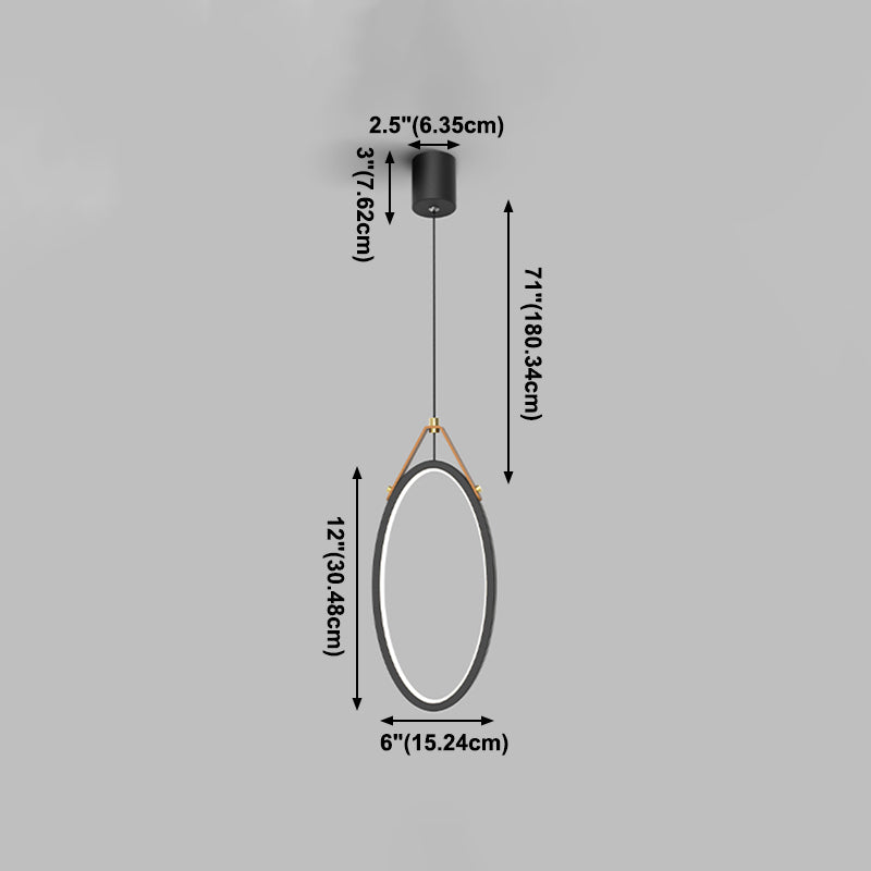 Modern Linear Hanging Light Kit Metal 1-Light Pendant Light for Bedroom