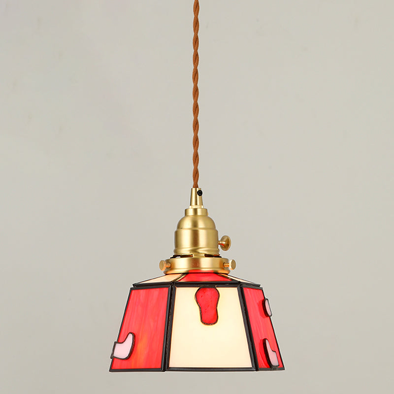 Luce di geometria a forma di appeso in stile moderno vetro colorato 1 lampada a sospensione leggera
