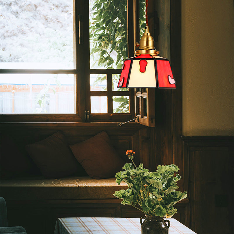 Geometrieform hängende Beleuchtung moderner Stil Buntes Glas 1 Licht Anhängerlampe