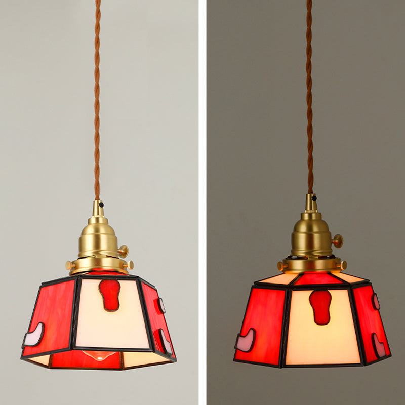 Geometry Shape Hanging Lighting Modern Style Colorful Glass 1 Light Pendant Lamp