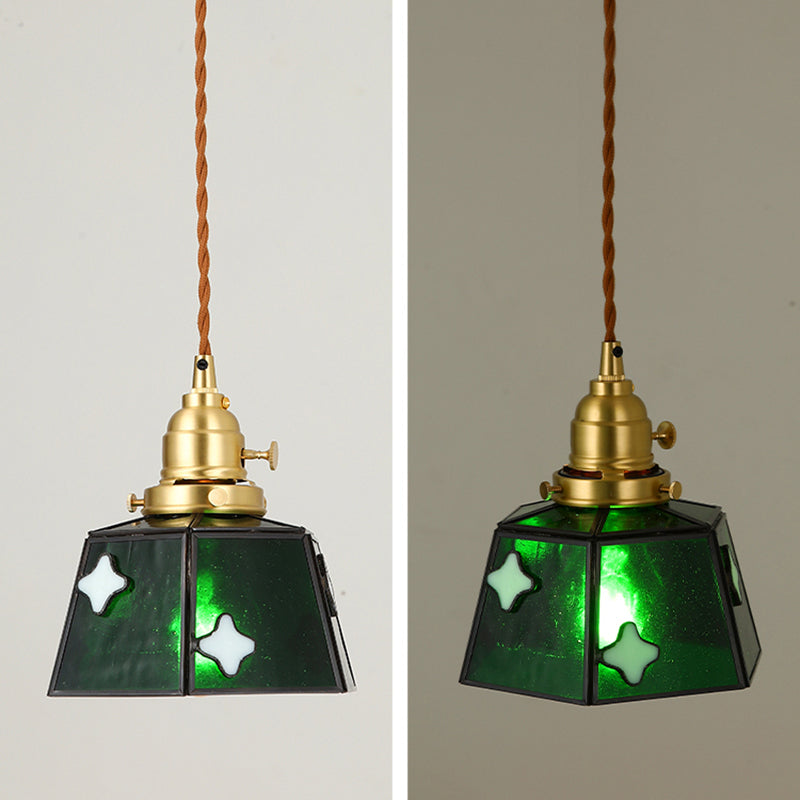 Geometrieform hängende Beleuchtung moderner Stil Buntes Glas 1 Licht Anhängerlampe