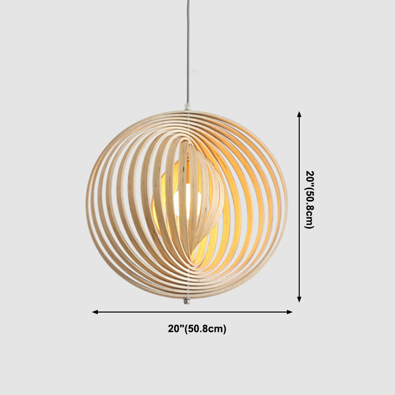 Forme sphérique Éclairage suspendu en bois massif de style moderne 1 suspension légère pour le chevet