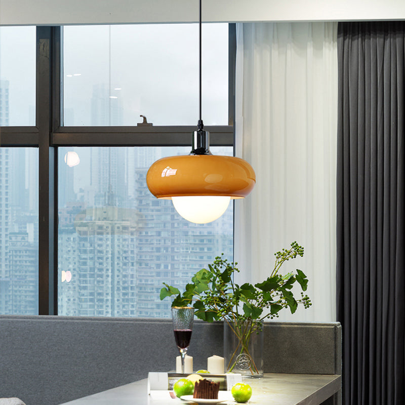 Nordic moderne 1-Light Pendant Light Drum Glass Prending Pendant Pendant Light for Bedroom