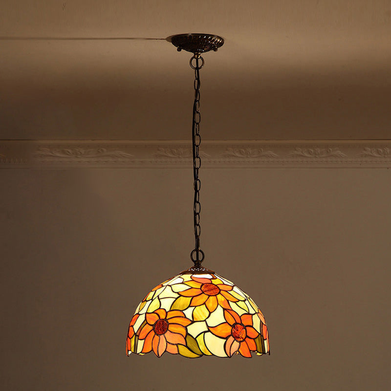 Baroque Art Glass Hanging Lamp Kit Bowl Shade Ceiling Pendant Light for Hallway