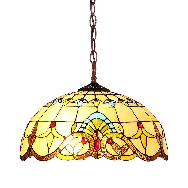 Baroque Art Glass Hanging Lamp Kit Bowl Shade Ceiling Pendant Light for Hallway