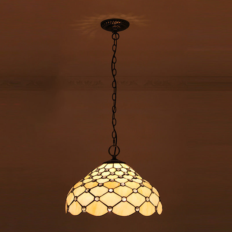 Baroque Art Glass Hanging Lamp Kit Bowl Shade Ceiling Pendant Light for Hallway