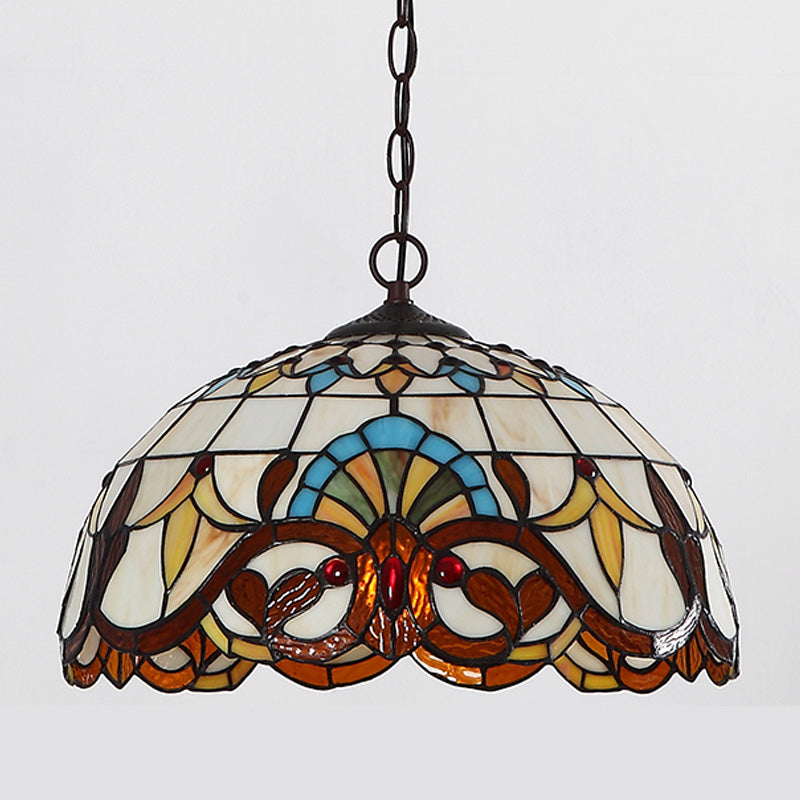 Baroque Art Glass Hanging Lamp Kit Bowl Shade Ceiling Pendant Light for Hallway