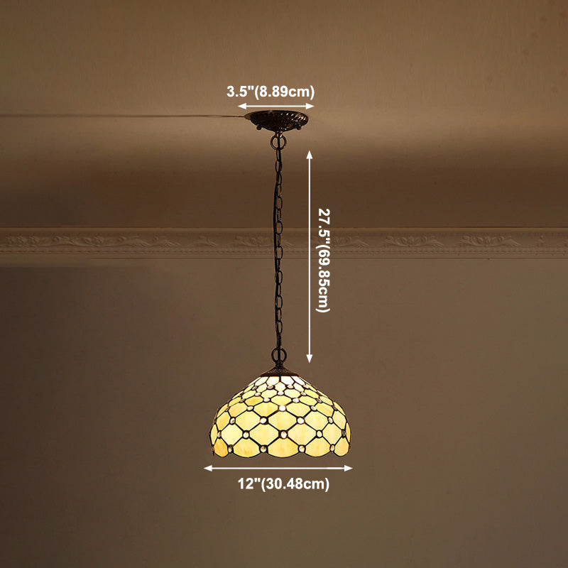 Barokke kunstglas hangende lampkit kom schaduw plafond hanglampje voor gang