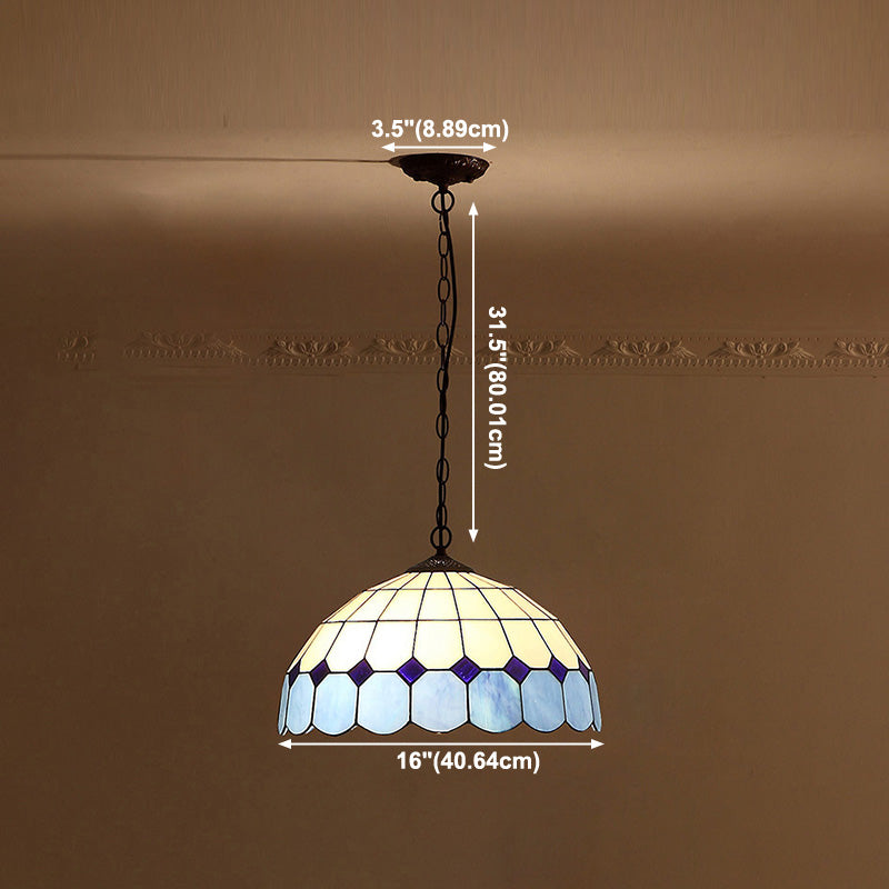 Baroque Art Glass Hanging Lamp Kit Bowl Shade Ceiling Pendant Light for Hallway