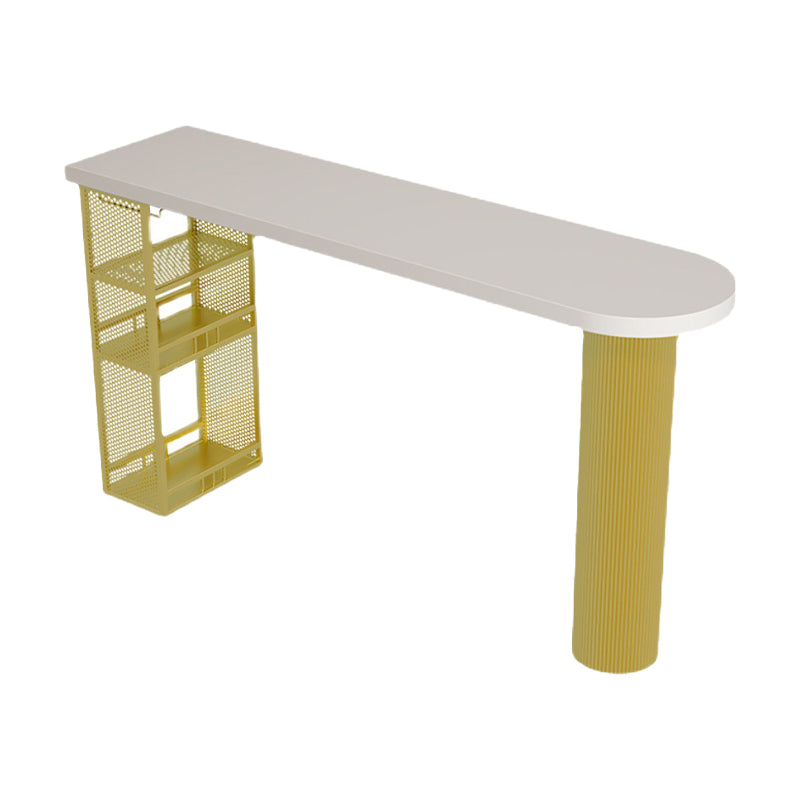 Glam Style Bar Table Gray Top Pub Table with Cabinet for Dining Room