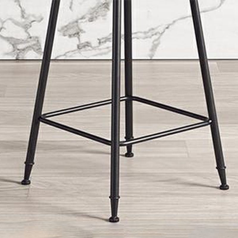 Contemporary Counter Bar Stool Backrest Velvet Bar Stool with Footrest, Iron Base