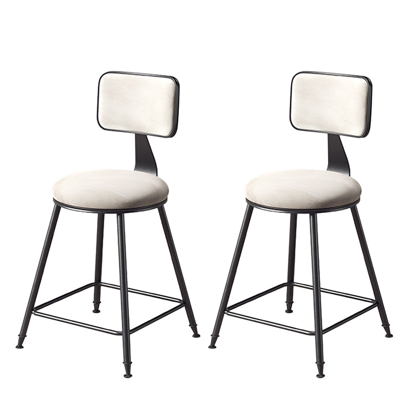 Contemporary Counter Bar Stool Backrest Velvet Bar Stool with Footrest, Iron Base
