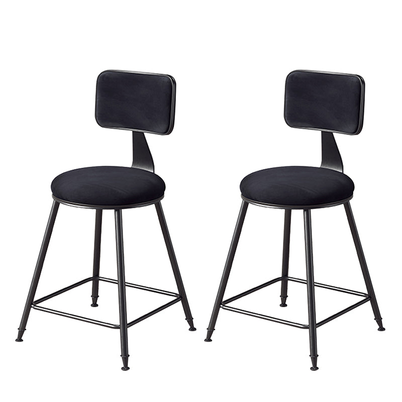 Contemporary Counter Bar Stool Backrest Velvet Bar Stool with Footrest, Iron Base