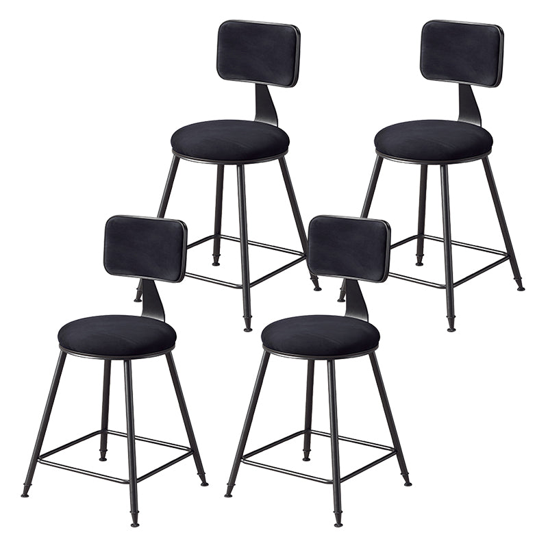 Contemporary Counter Bar Stool Backrest Velvet Bar Stool with Footrest, Iron Base