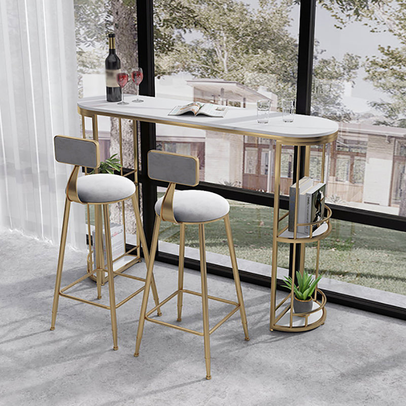 Tavolo da pranzo in pietra bianca glam tavolo da bistrotto interno ovale con scaffale