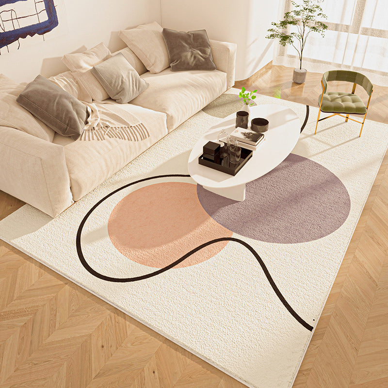 White Modern Carpet Polyester Color Lump Carpet Washable Carpet for Home Decor
