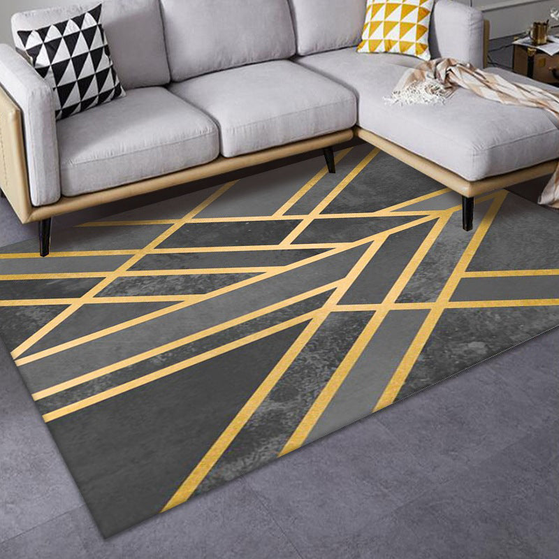 Tapis de tapis moderne en or tapis lavable en polyester pour le salon