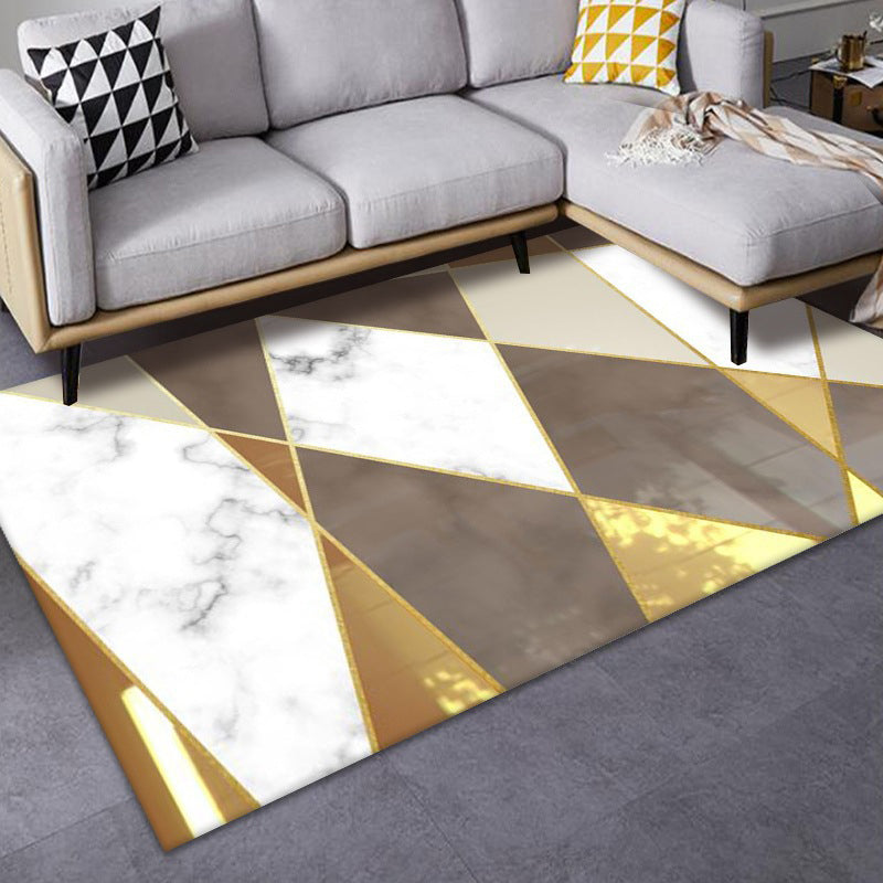 Gold Modern Rug Polyester Dot Rug Polyester Washable Rug for Living Room