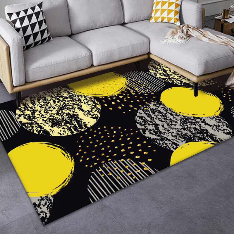 Gold Modern Rug Polyester Dot Rug Polyester Washable Rug for Living Room