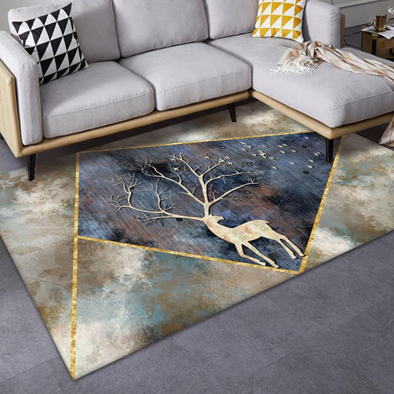 Gold Modern Rug Polyester Dot Rug Polyester Washable Rug for Living Room