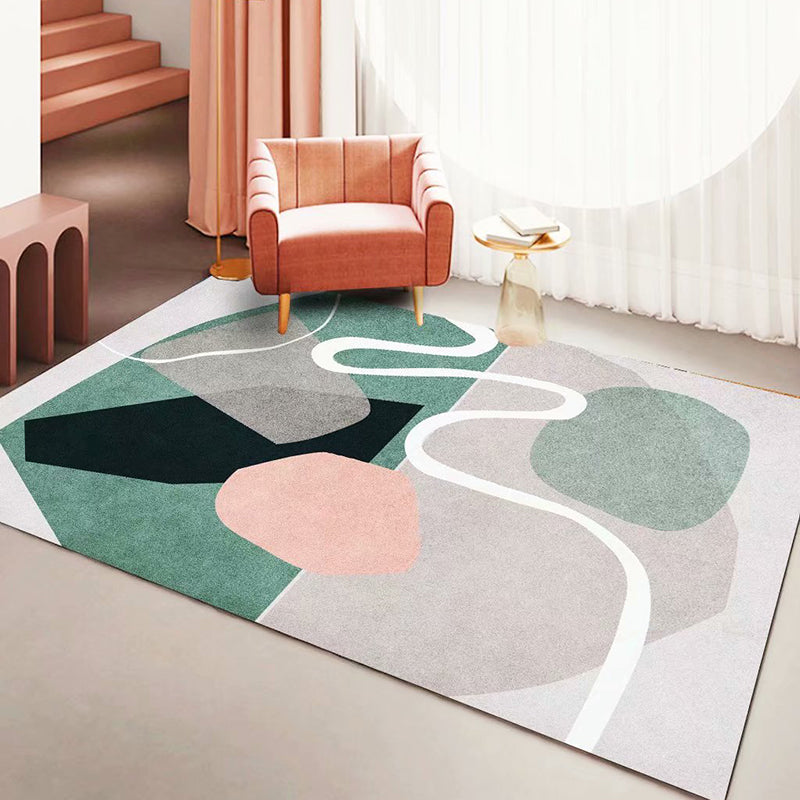 Rapis moderne vert foncé Polyester Color Tapis de tapis de taches de taches pour le salon