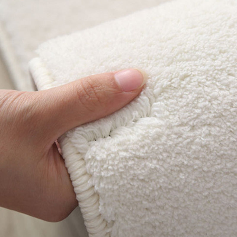 White Modern Rug Polyester Check Pattern Rug Washable Rug for Living Room
