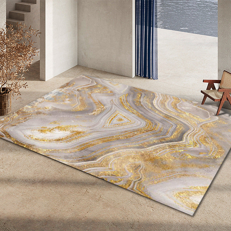Tapis graphique en vert foncé Rapis graphique Polyester Tapis résistant aux taches pour la décoration intérieure