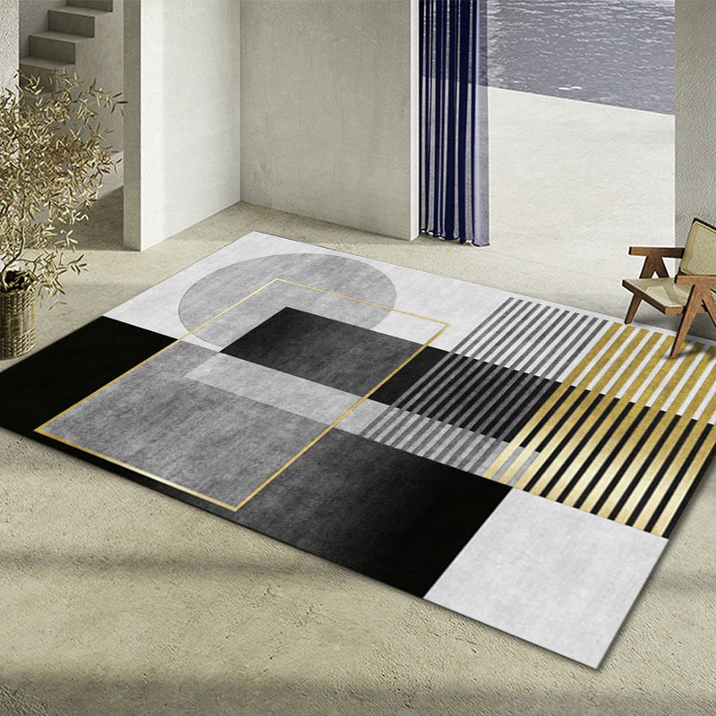 Tapis graphique en vert foncé Rapis graphique Polyester Tapis résistant aux taches pour la décoration intérieure