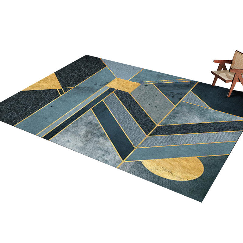 Tapis graphique en vert foncé Rapis graphique Polyester Tapis résistant aux taches pour la décoration intérieure