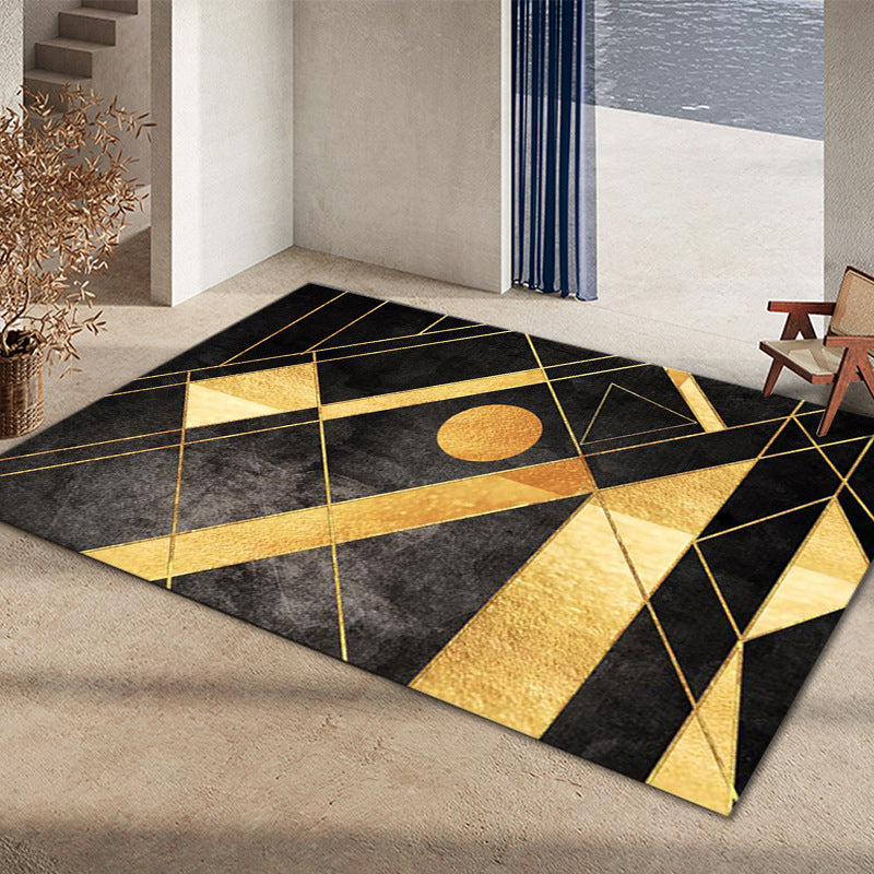 Tapis graphique en vert foncé Rapis graphique Polyester Tapis résistant aux taches pour la décoration intérieure