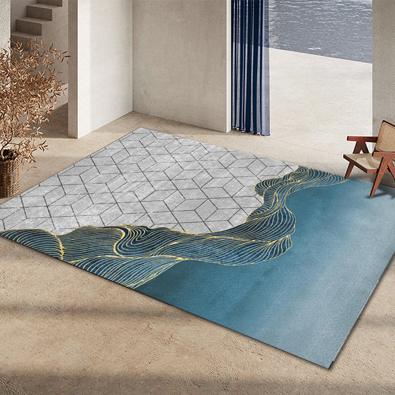 Tapis graphique en vert foncé Rapis graphique Polyester Tapis résistant aux taches pour la décoration intérieure