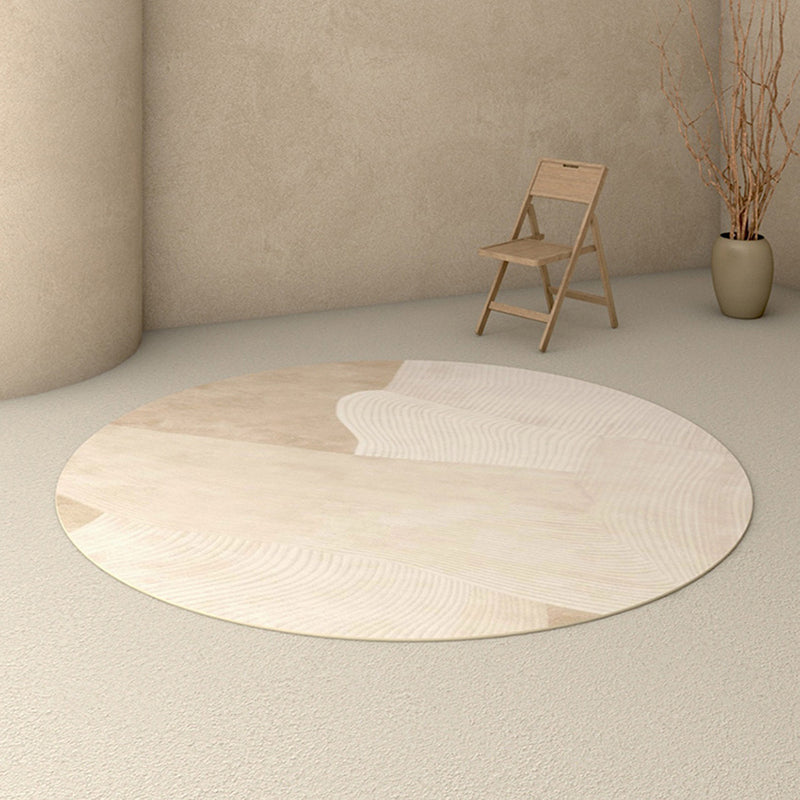 Apricot Modern Rug Polyester Stripe Indoor Rug Washable Rug for Living Room